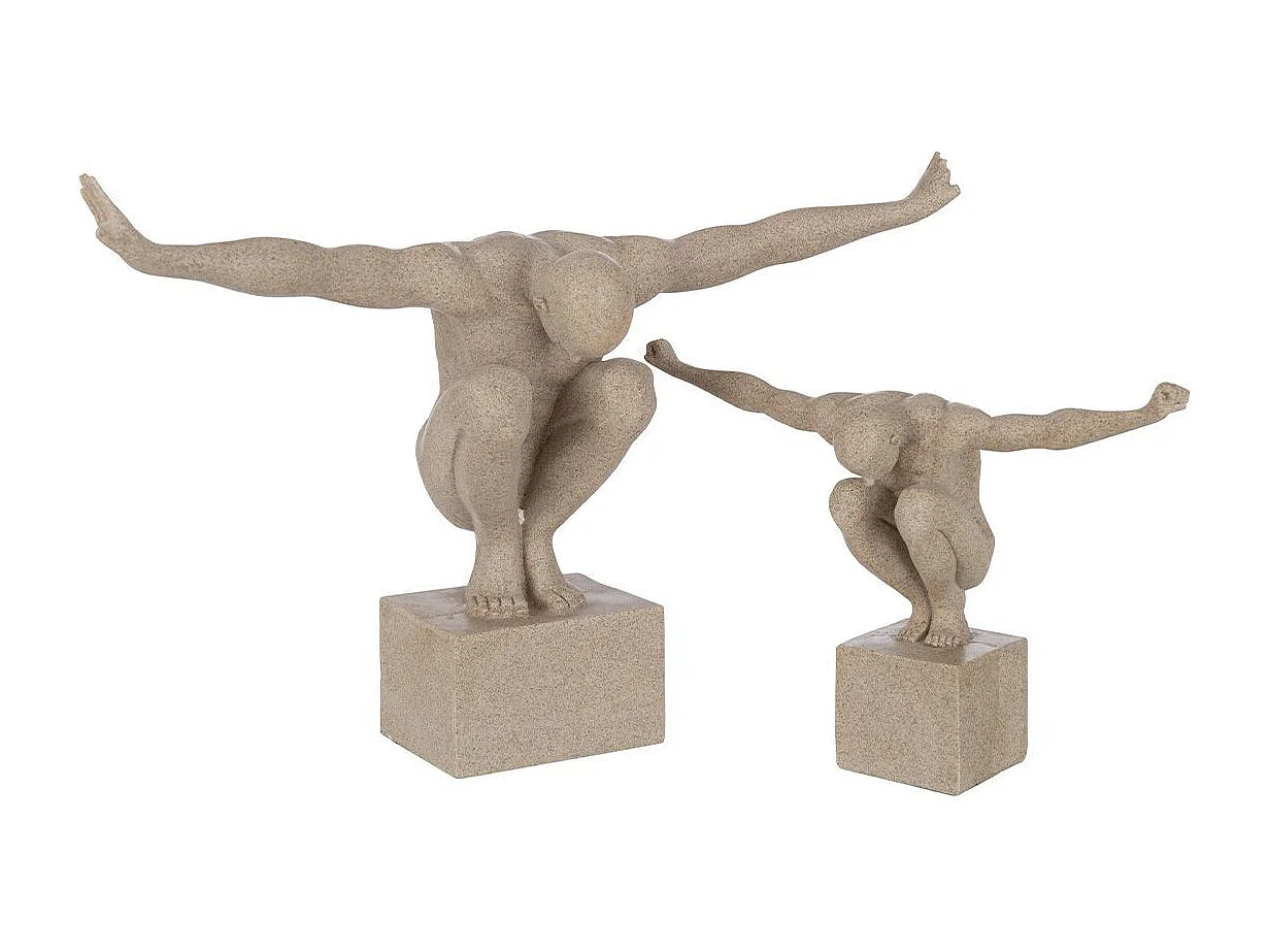 Statuette Déco sur Socle "Athlète" 32cm Beige