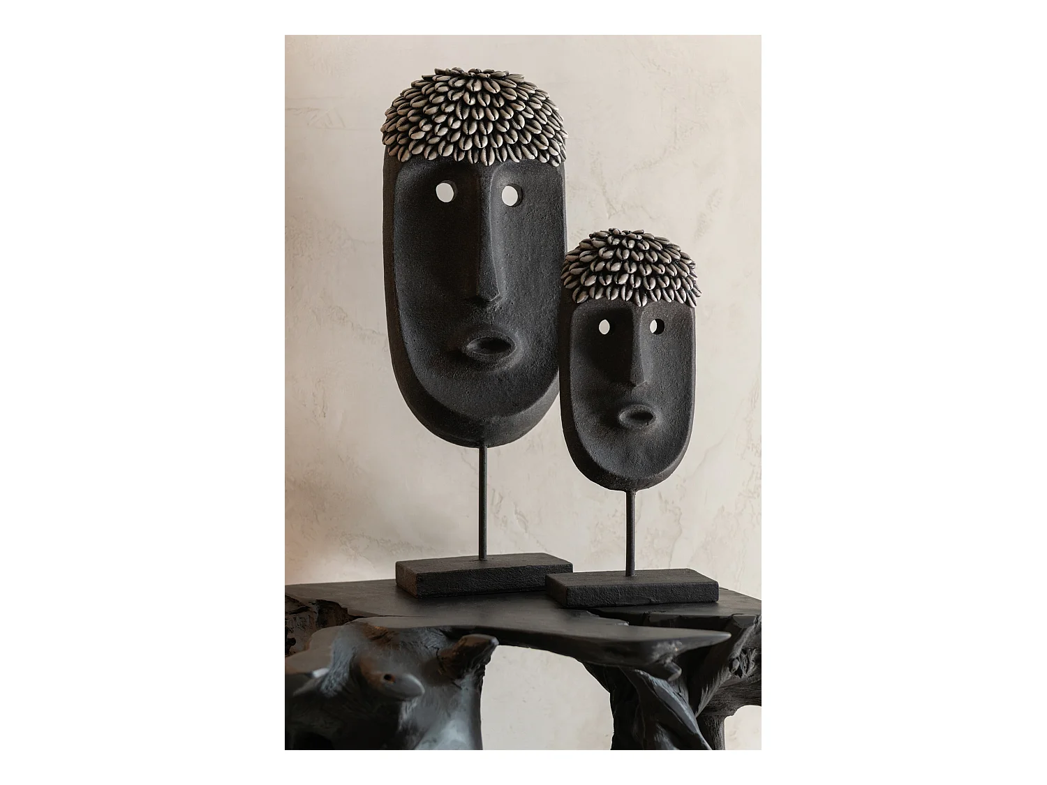 Statue Déco "Masque Ethnique" 51cm Noir