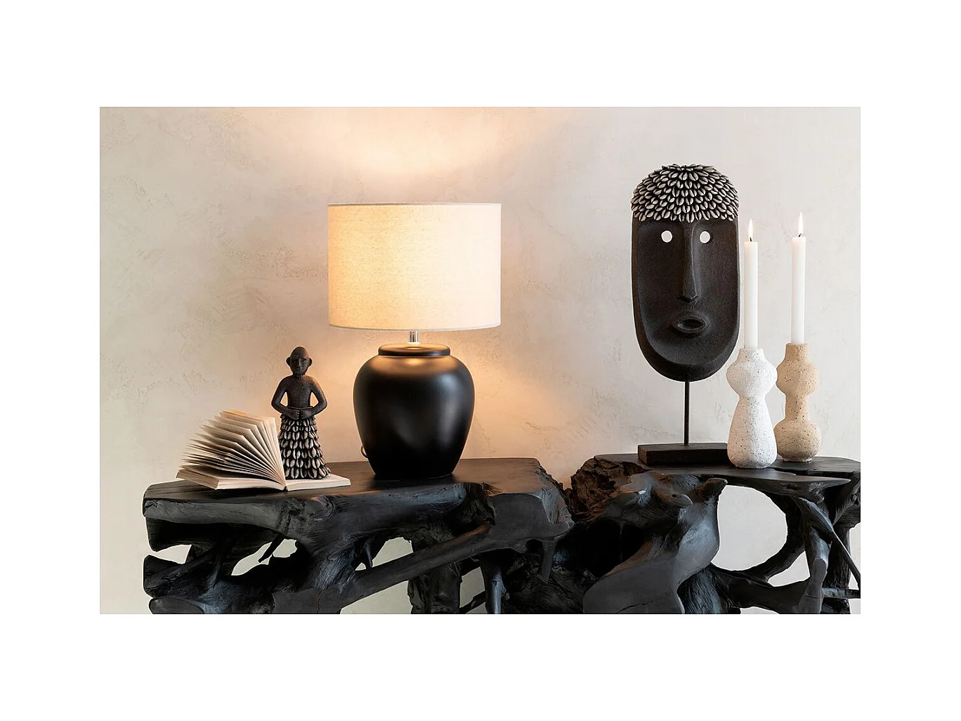 Statue Déco "Masque Ethnique" 51cm Noir