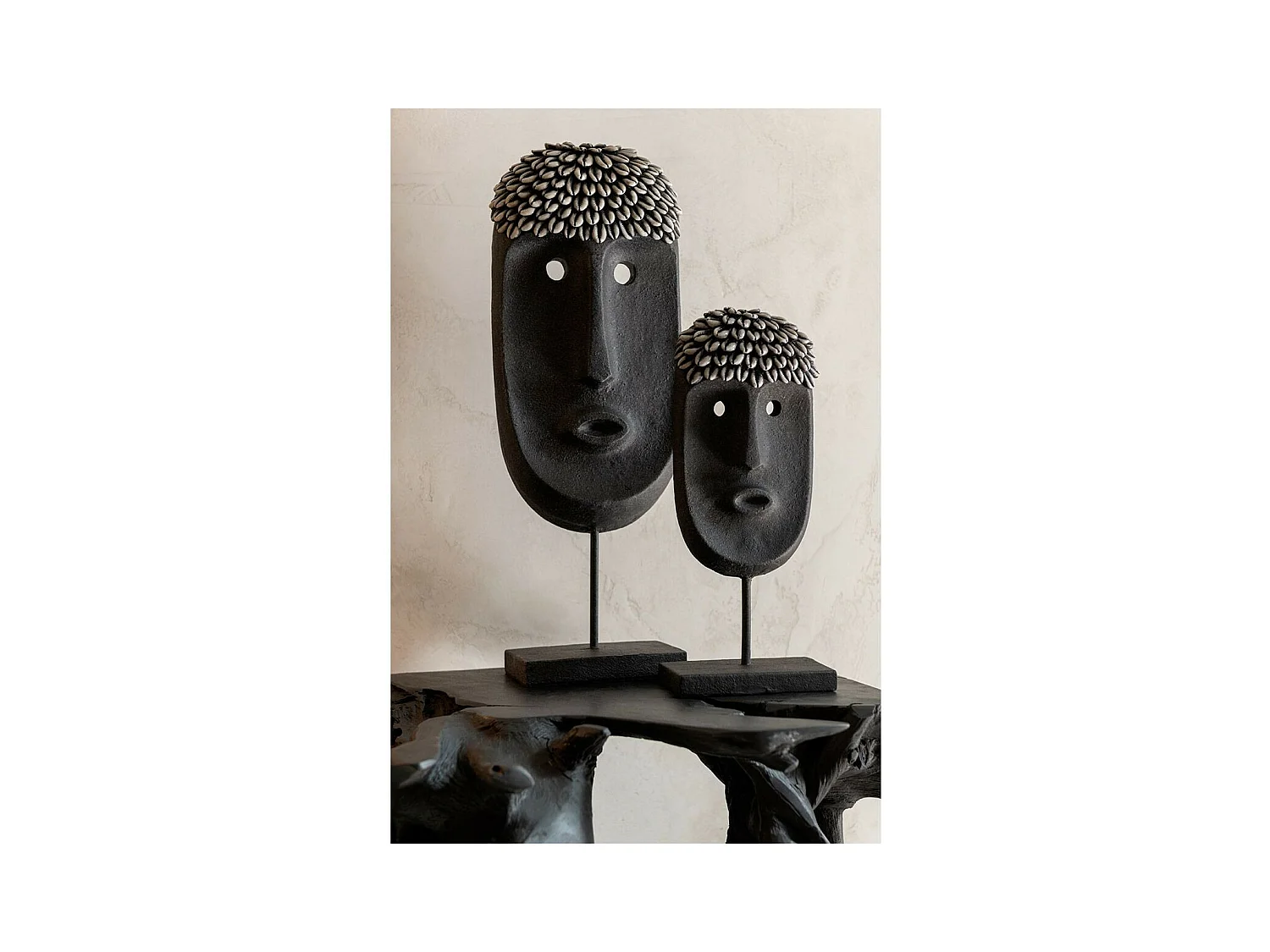 Statue Déco "Masque Ethnique" 51cm Noir