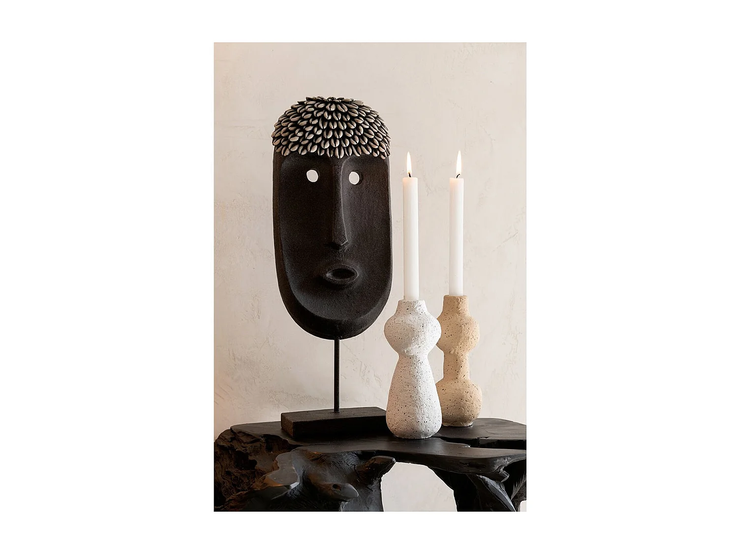 Statue Déco "Masque Ethnique" 51cm Noir