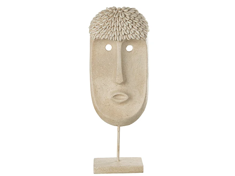 Statue Déco "Masque Ethnique" 52cm Beige