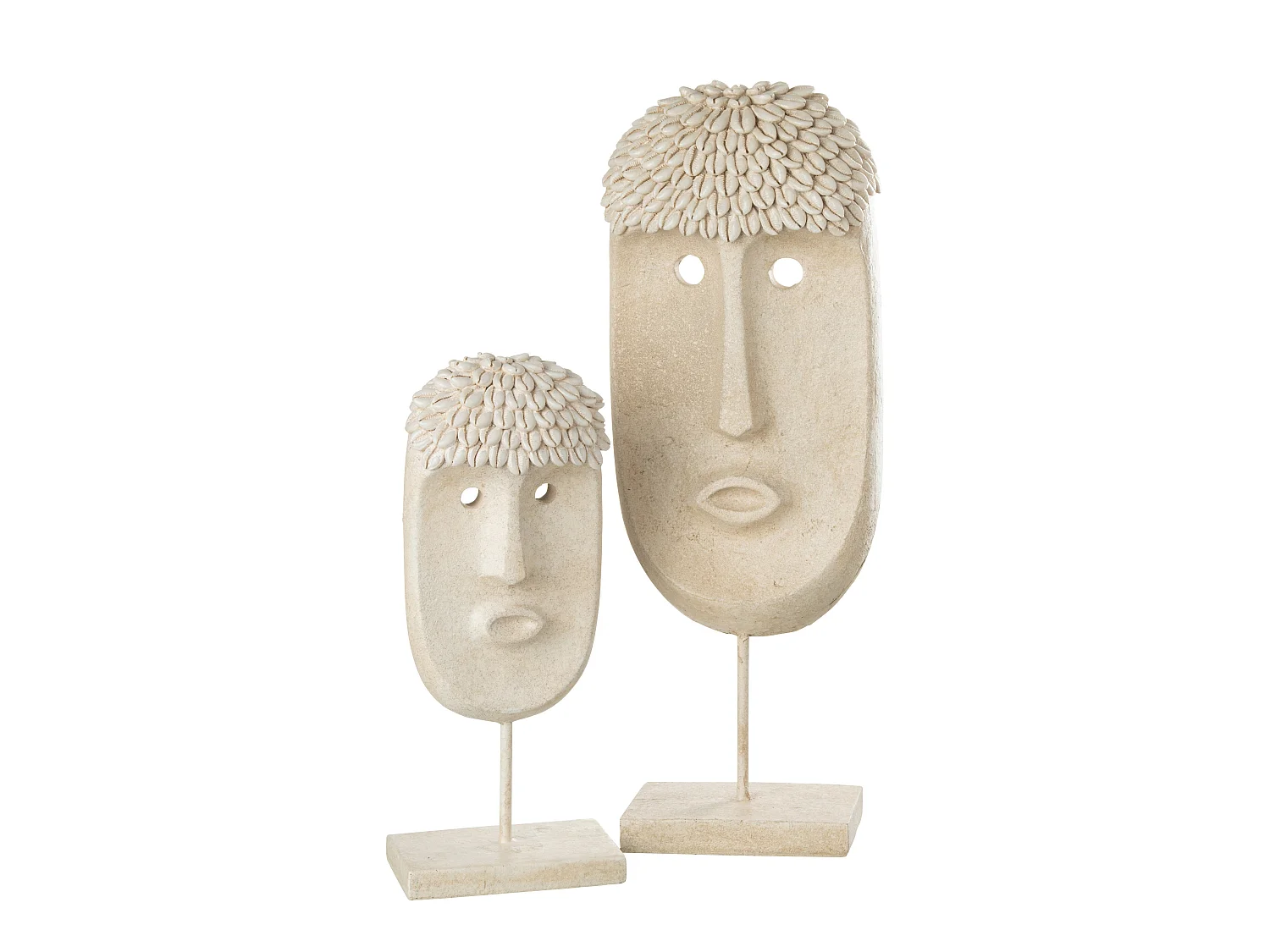 Statue Déco "Masque Ethnique" 52cm Beige