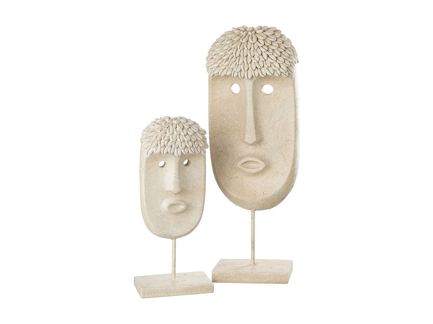 Statue Déco "Masque Ethnique" 52cm Beige