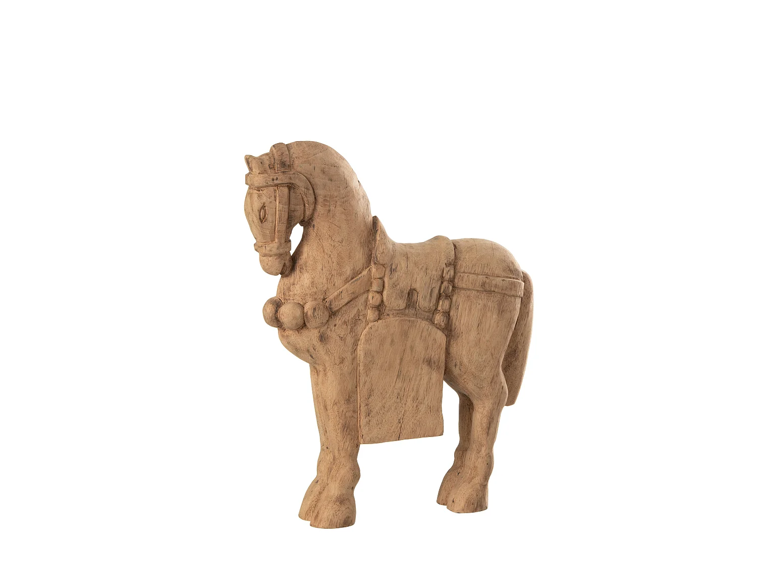 Statuette Déco en Bois "Cheval" 49cm Naturel