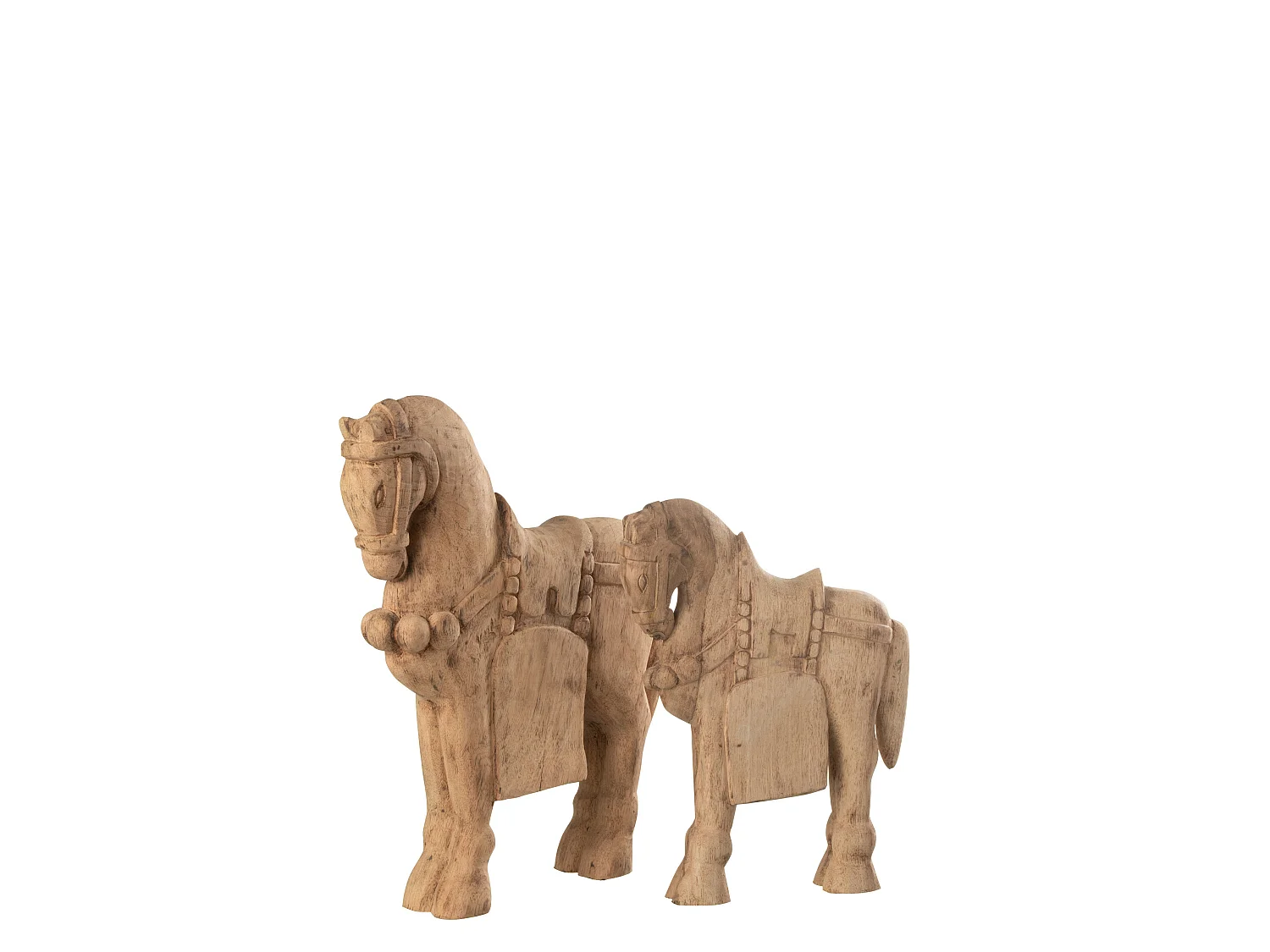 Statuette Déco en Bois "Cheval" 49cm Naturel