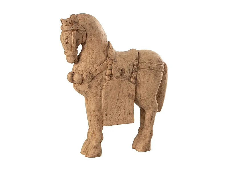 Statuette Déco en Bois "Cheval" 49cm Naturel