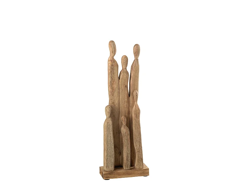 Statuette Déco en Bois "'Groupe de Personnages" 60cm Naturel