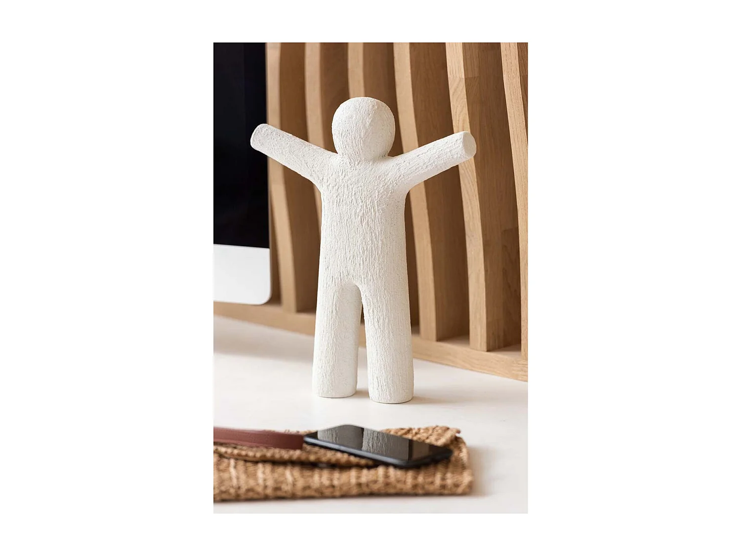 Statuette Déco "P'tit Maurice Rugueux" 41cm Blanc