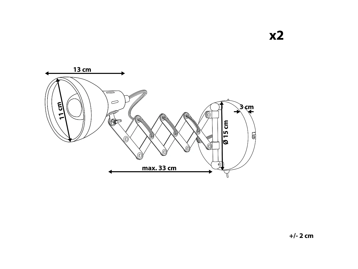 Zestaw 2 lamp ściennych HARRINGTON Regulowana Metal Czarny