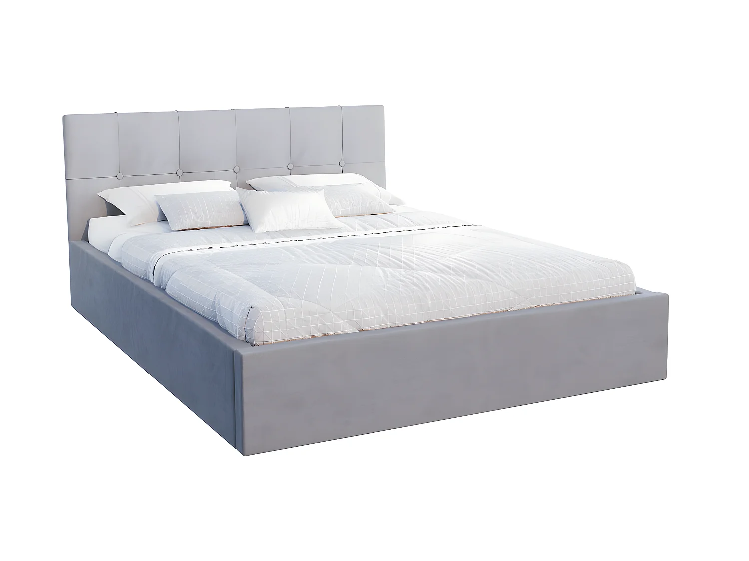 Lit Coffre Rino 160 x 200 cm - Sommier inclus Gris clair