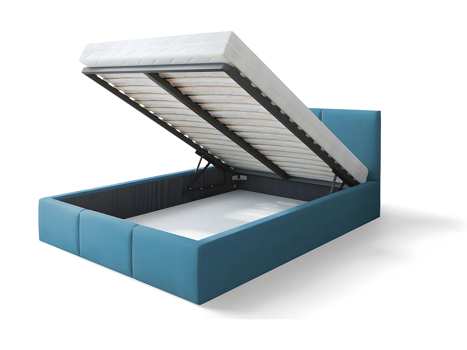 Lit Double Tesia 160x200 + coffre - Sommier inclus Azur