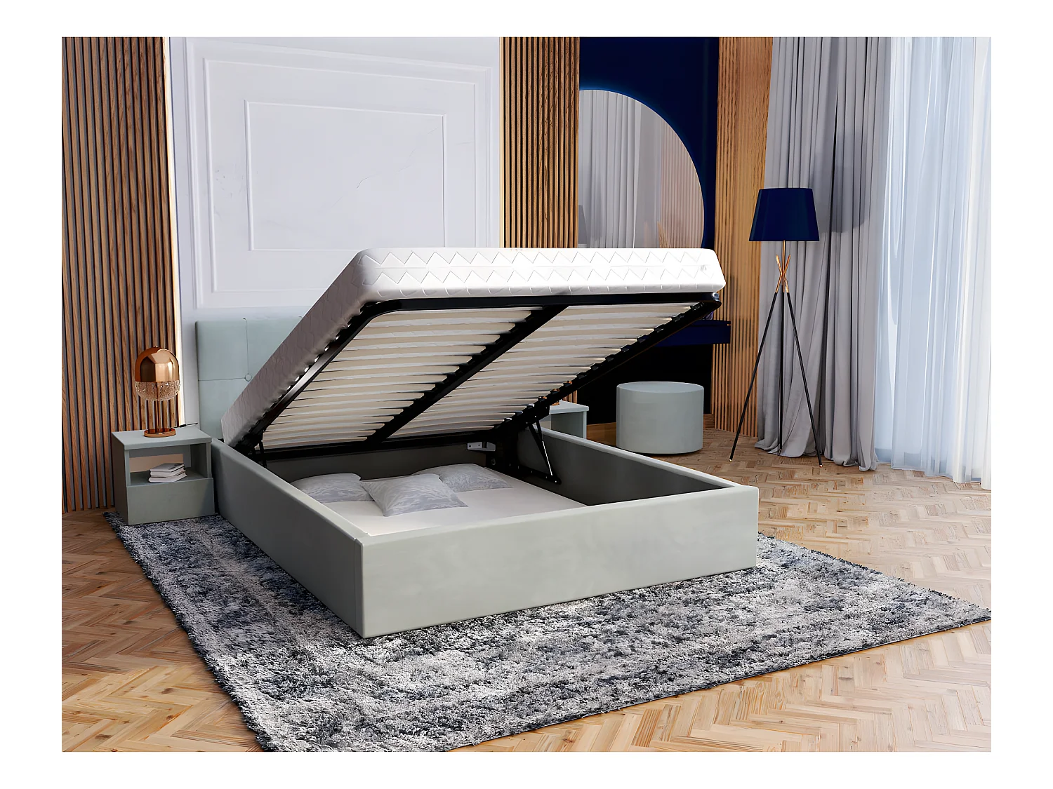 Lit Coffre Rino 160 x 200 cm - Sommier inclus Mint