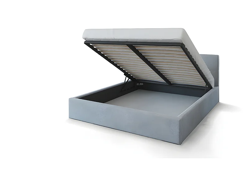 Lit Coffre Rino 140x190 cm - Sommier inclus Gris clair