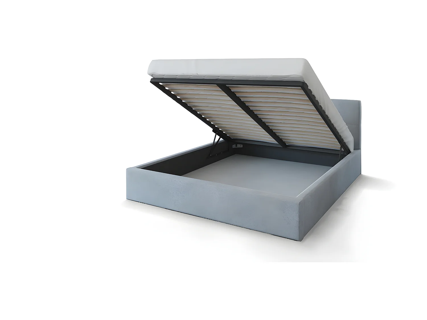 Lit Coffre Rino 140x190 cm - Sommier inclus Gris clair