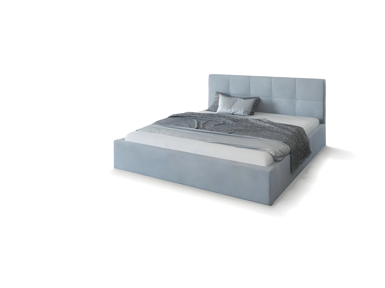 Lit Coffre Rino 140x190 cm - Sommier inclus Gris clair