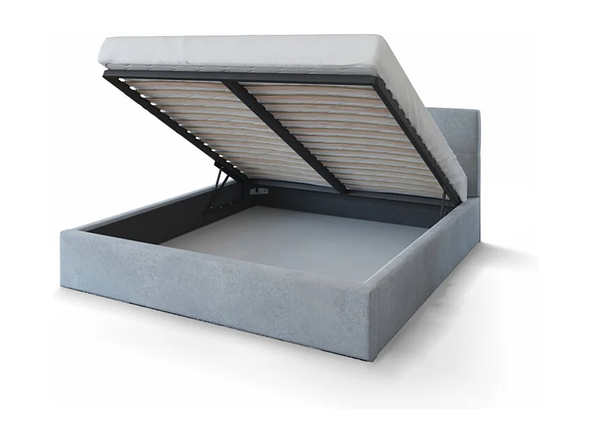 Lit Coffre Rino 140x190 cm - Sommier inclus Gris clair