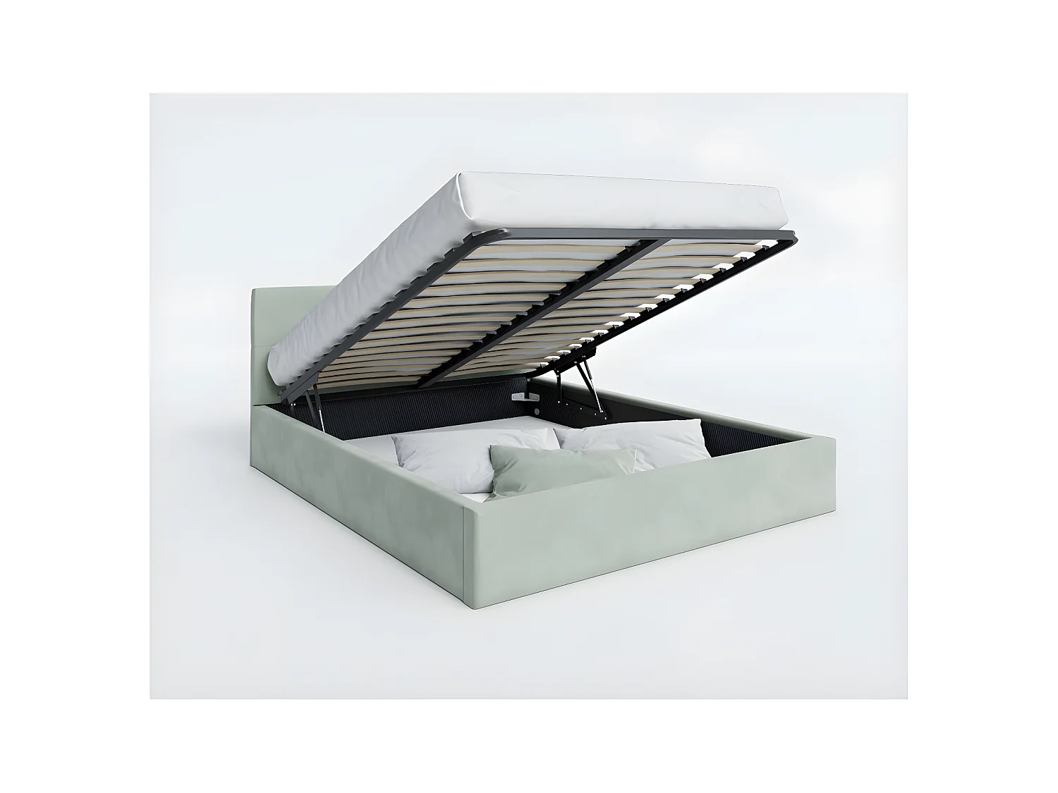 Lit Coffre Rino 140x190 cm - Sommier inclus Mint