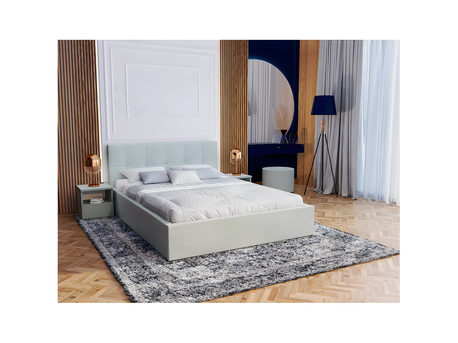 Lit Coffre Rino 140x190 cm - Sommier inclus Mint
