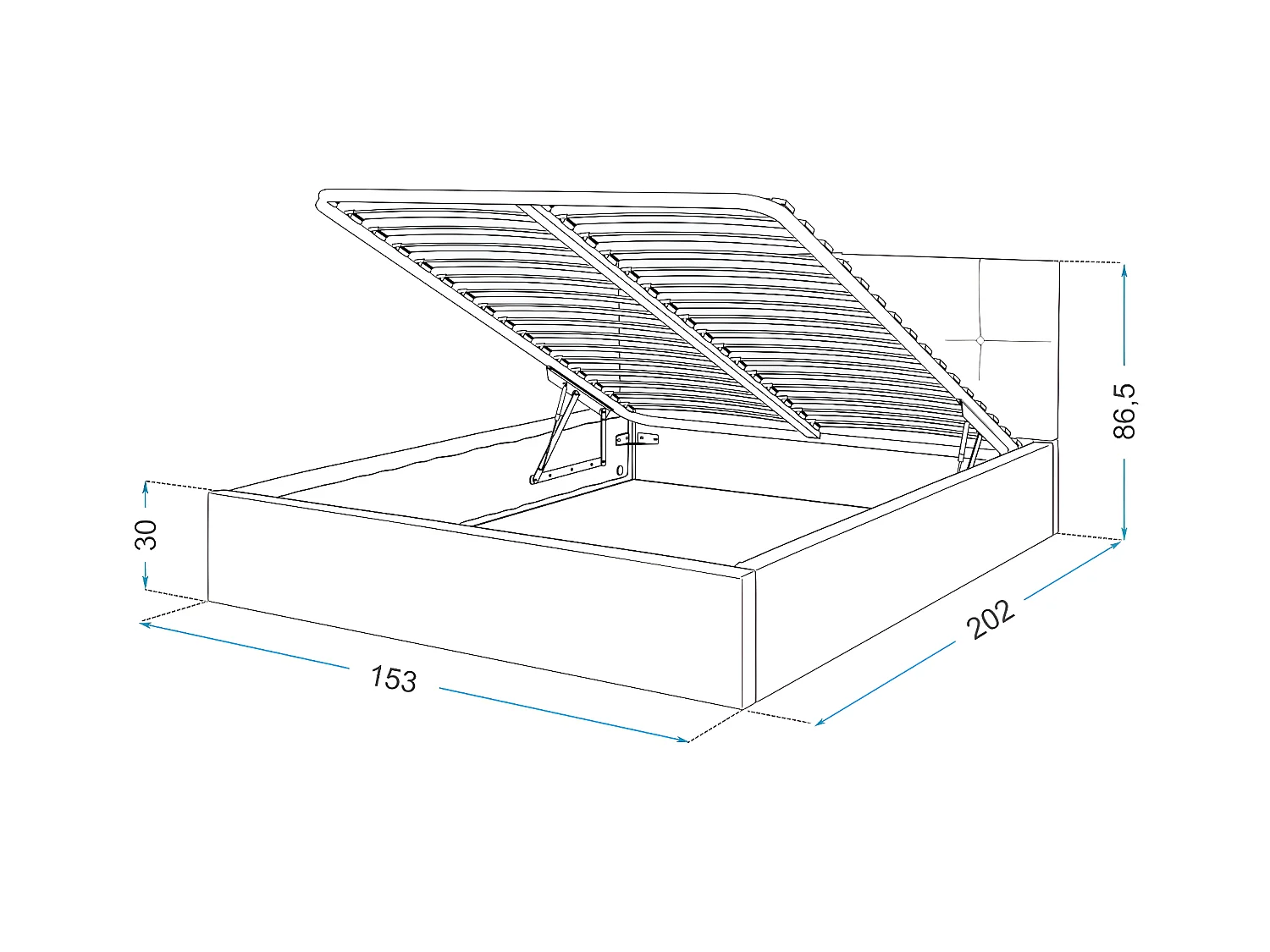 Lit Coffre Rino 140x190 cm - Sommier inclus Mint