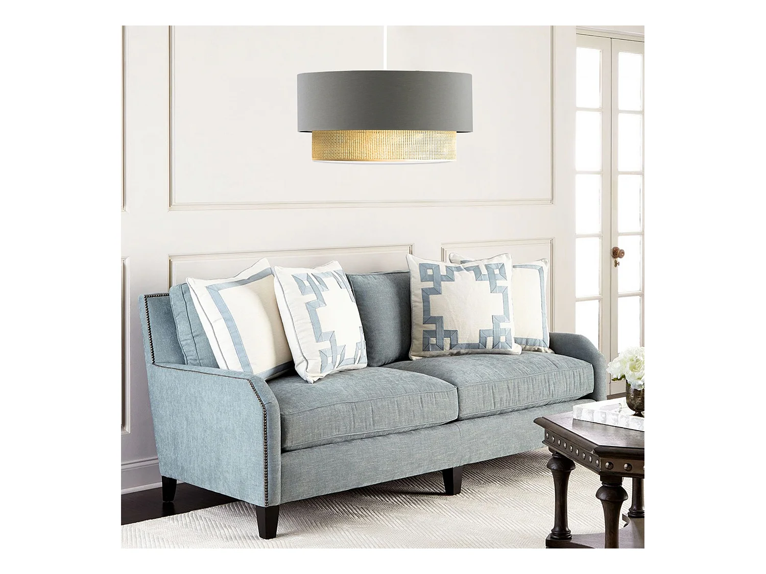 Suspension Loughborough E27 hauteur 70 cm gris / jaune [lux.pro]