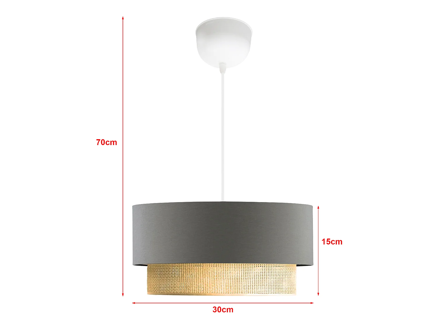 Suspension Loughborough E27 hauteur 70 cm gris / jaune [lux.pro]