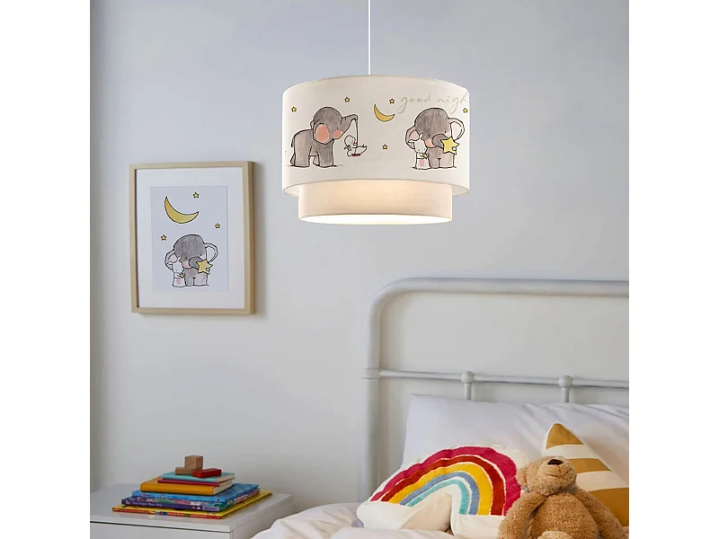 Suspension Lurgan pour enfant E27 70 cm motif d'éléphant [lux.pro]