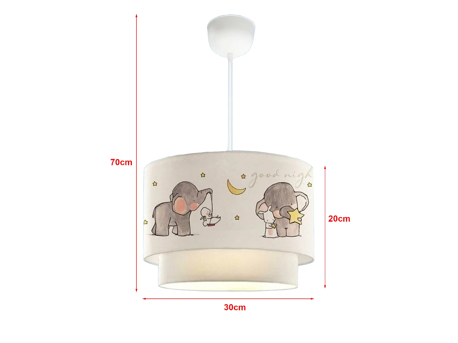 Suspension Lurgan pour enfant E27 70 cm motif d'éléphant [lux.pro]