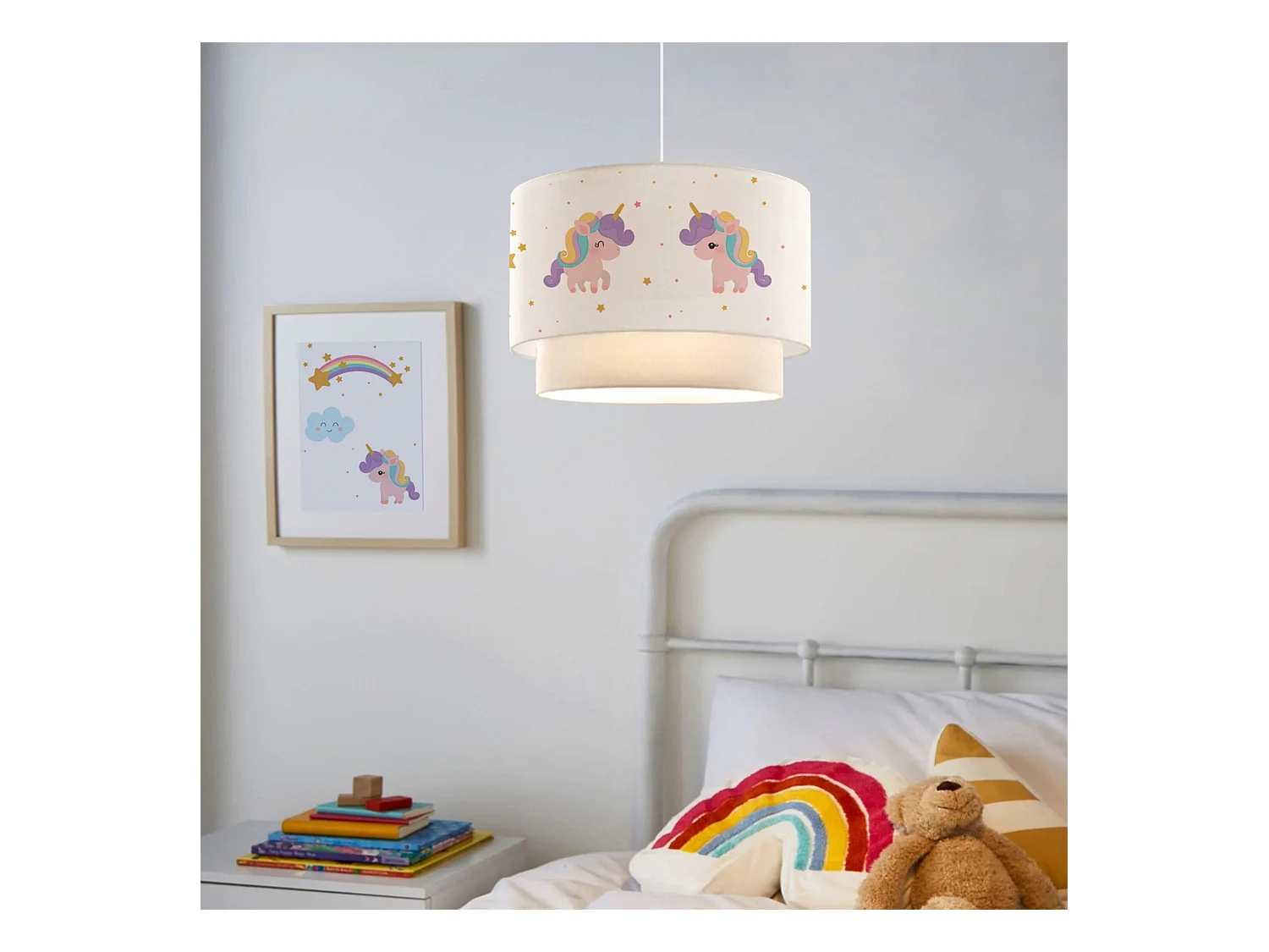 Suspension Lurgan pour enfant E27 70 cm motif de licorne [lux.pro]