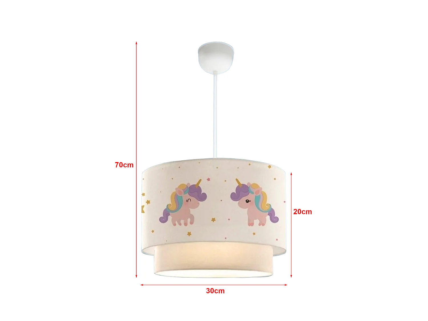 Suspension Lurgan pour enfant E27 70 cm motif de licorne [lux.pro]