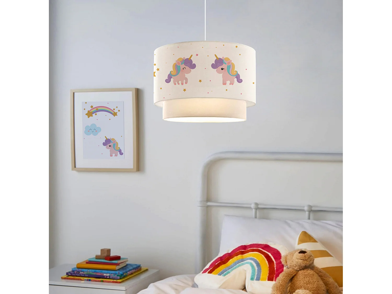 Suspension Lurgan pour enfant E27 70 cm motif de licorne [lux.pro]