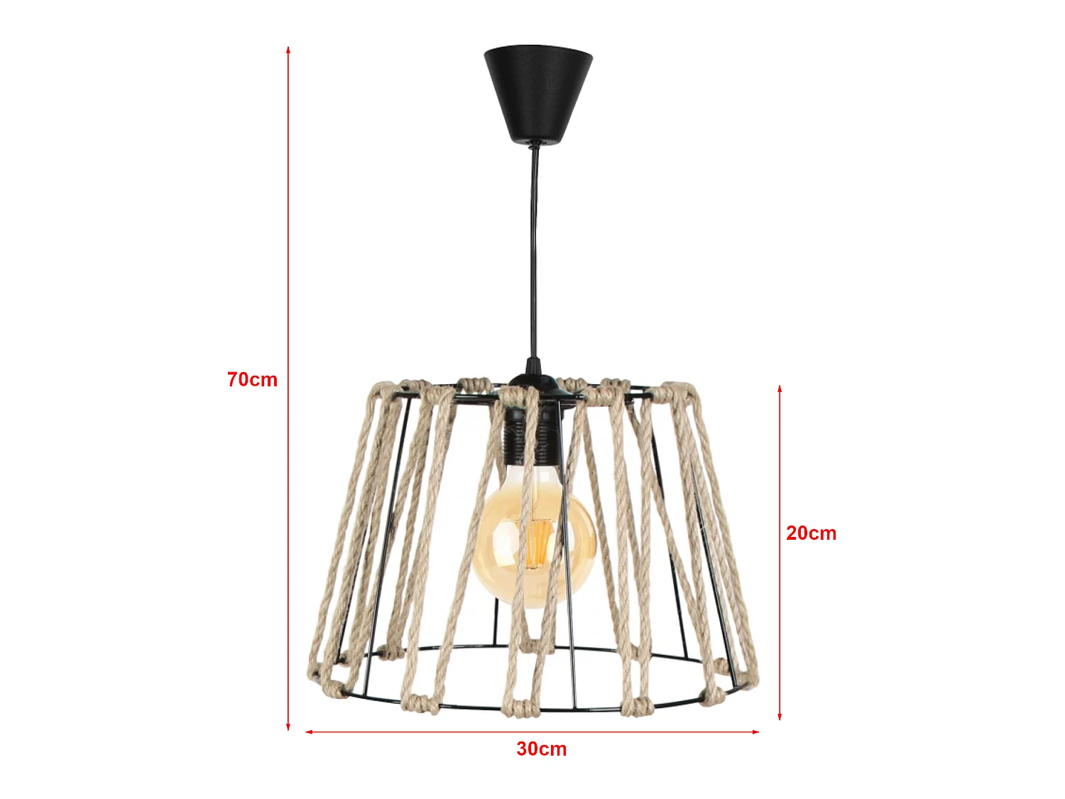 Suspension Maidenhead E27 hauteur 70 cm noir [lux.pro]