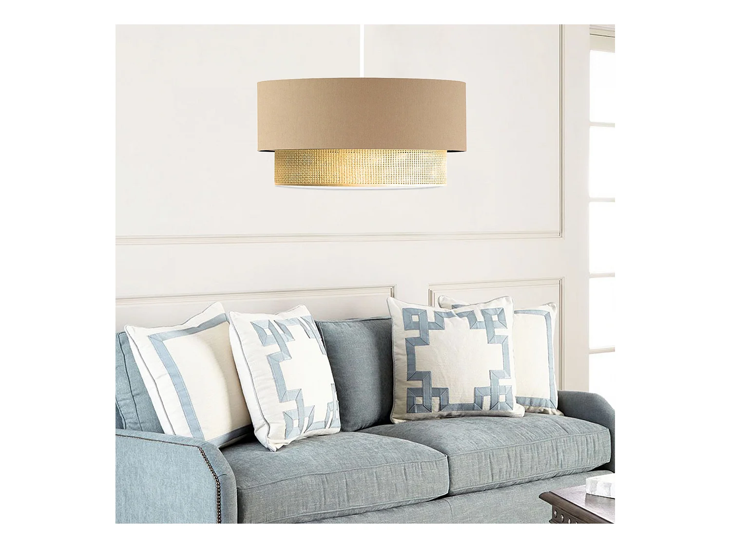 Suspension Loughborough E27 hauteur 70 cm beige / jaune [lux.pro]