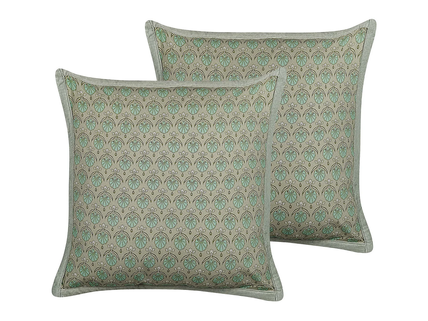 Lot de 2 coussins décoratifs PICTUS Velours 45 x 45 cm Vert Motif de plante