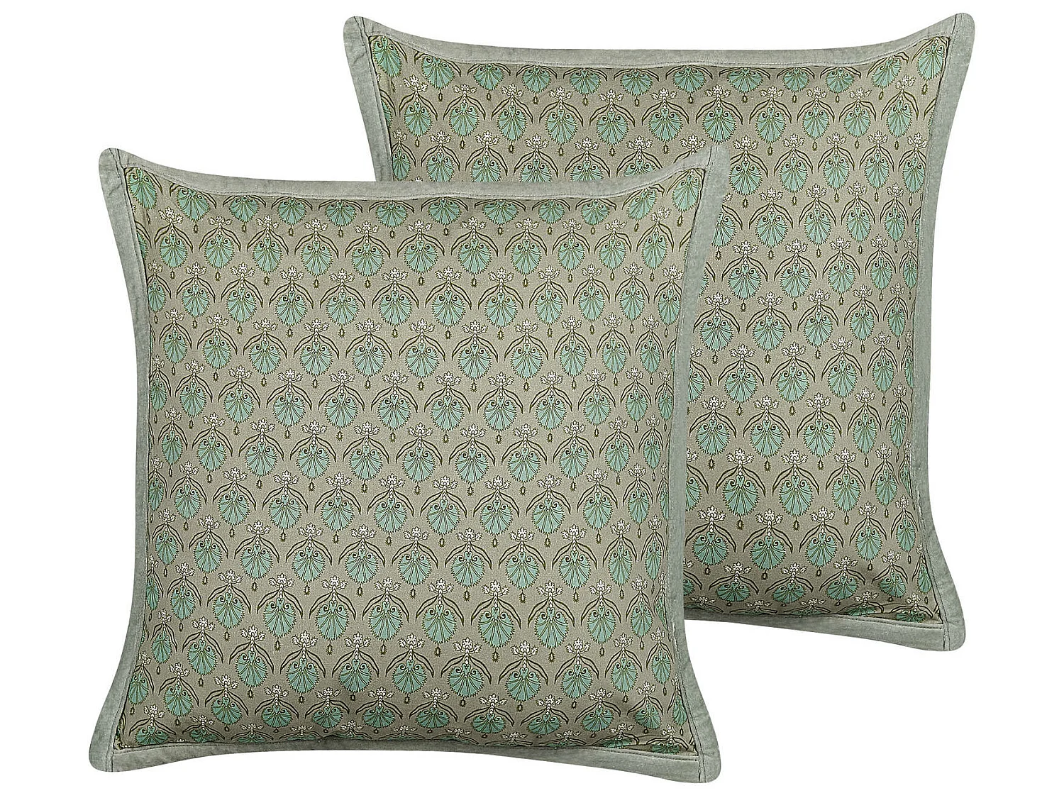 Lot de 2 coussins décoratifs PICTUS Velours 45 x 45 cm Vert Motif de plante