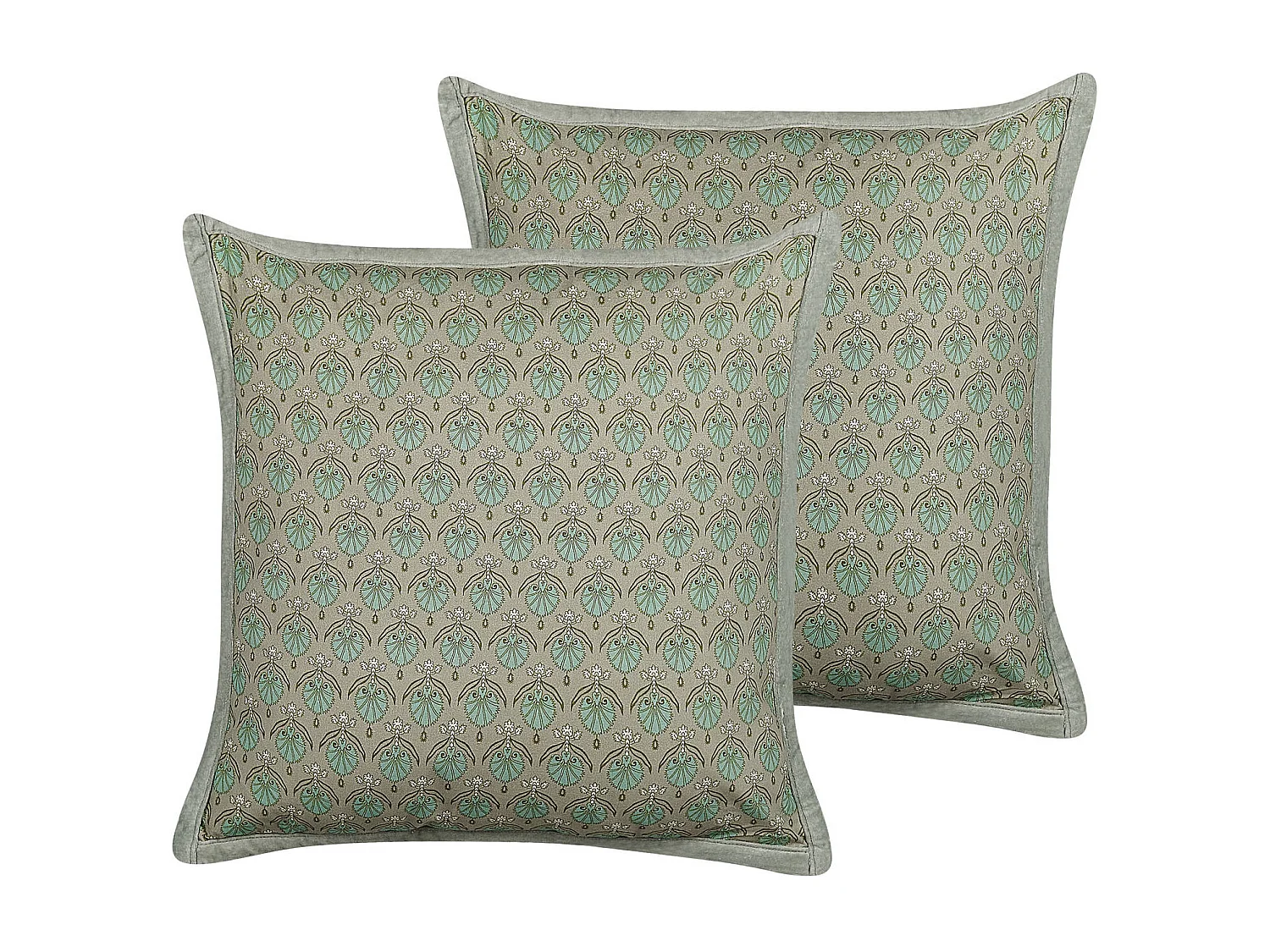 Dekokissen 2er Set mit Füllung Pflanzenmuster grün Baumwolle 45 x 45 cm Pictus