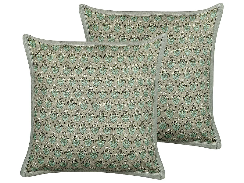 Set di 2 cuscini PICTUS Velluto 45 x 45 cm Verde Trama di piante