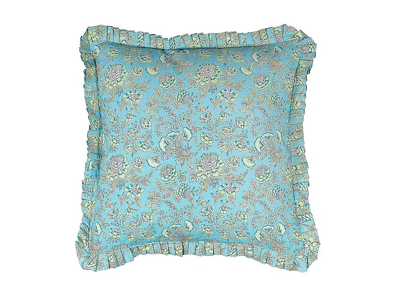 Dekokissen 2er Set AMOENA Baumwolle 45 x 45 cm Blau Blumenmuster