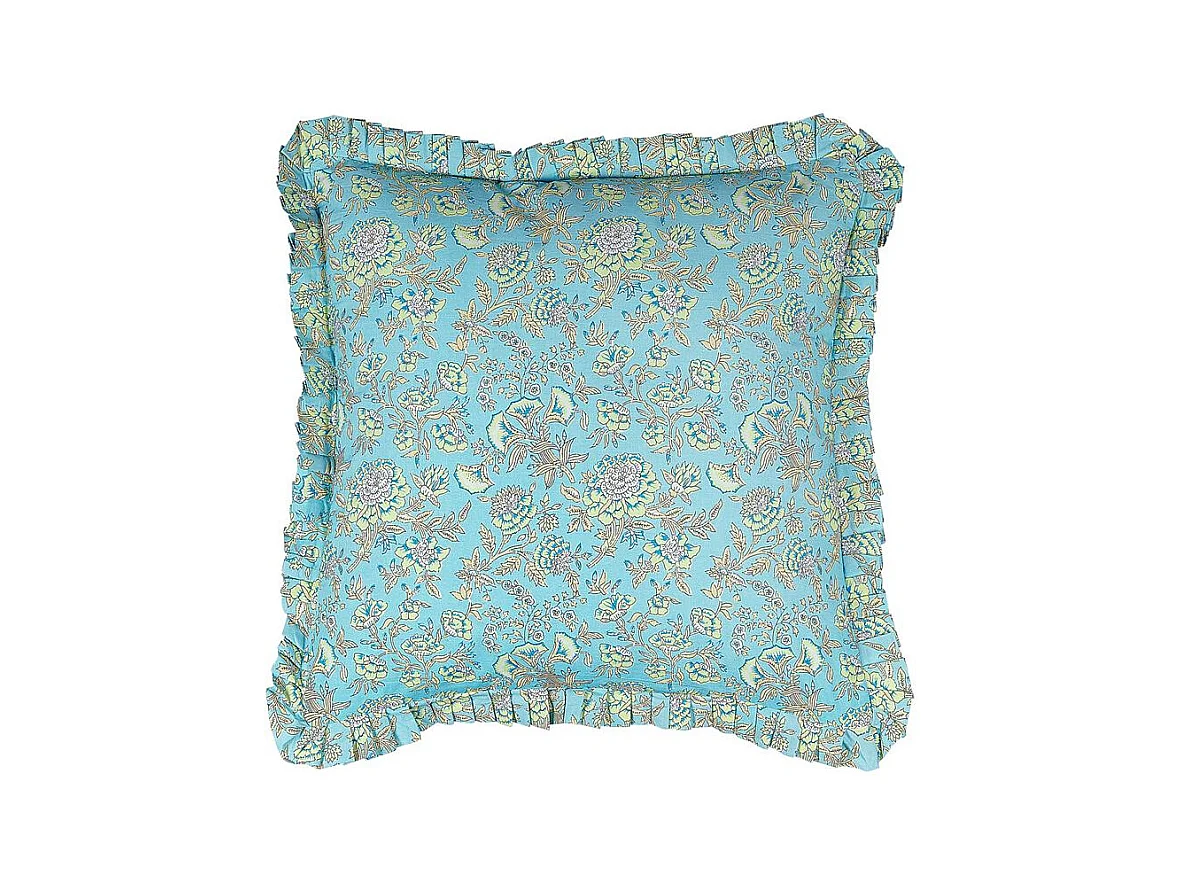 Lot de 2 coussins décoratifs AMOENA Coton 45 x 45 cm Bleu Motif floral
