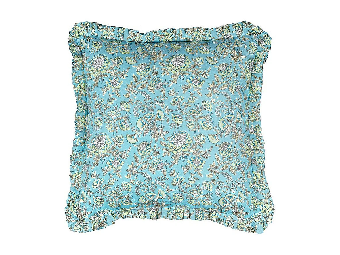 Lot de 2 coussins décoratifs AMOENA Coton 45 x 45 cm Bleu Motif floral