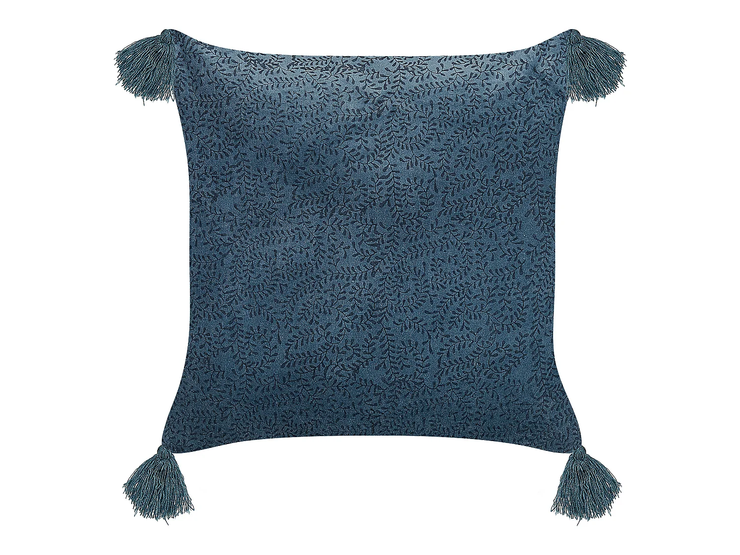 Coussin SETARIA Velours 45 x 45 cm Bleu foncé Motif de plante