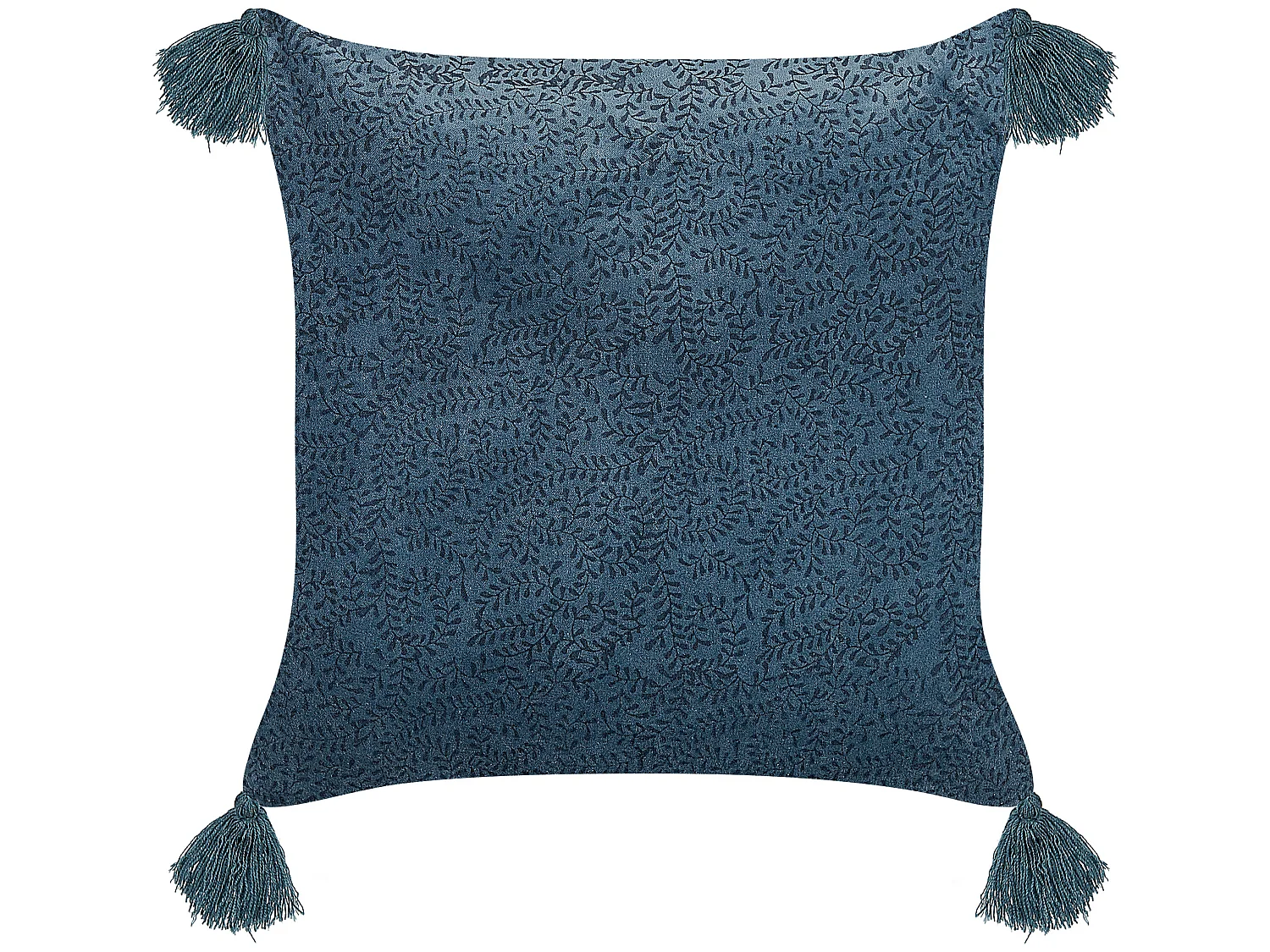Conjunto de 2 almofadas decorativas SETARIA Veludo 45 x 45 cm Azul escuro Padrão de plantas