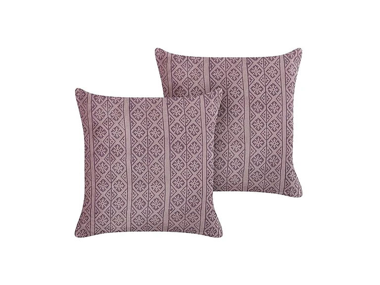 Lot de 2 coussins décoratifs SILYBUM Velours 45 x 45 cm Rose Motif géométrique