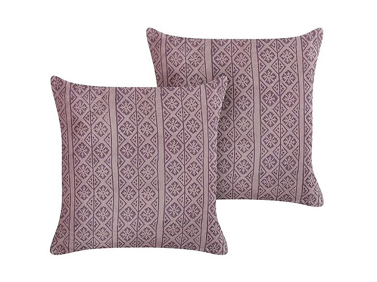 Lot de 2 coussins décoratifs SILYBUM Velours 45 x 45 cm Rose Motif géométrique