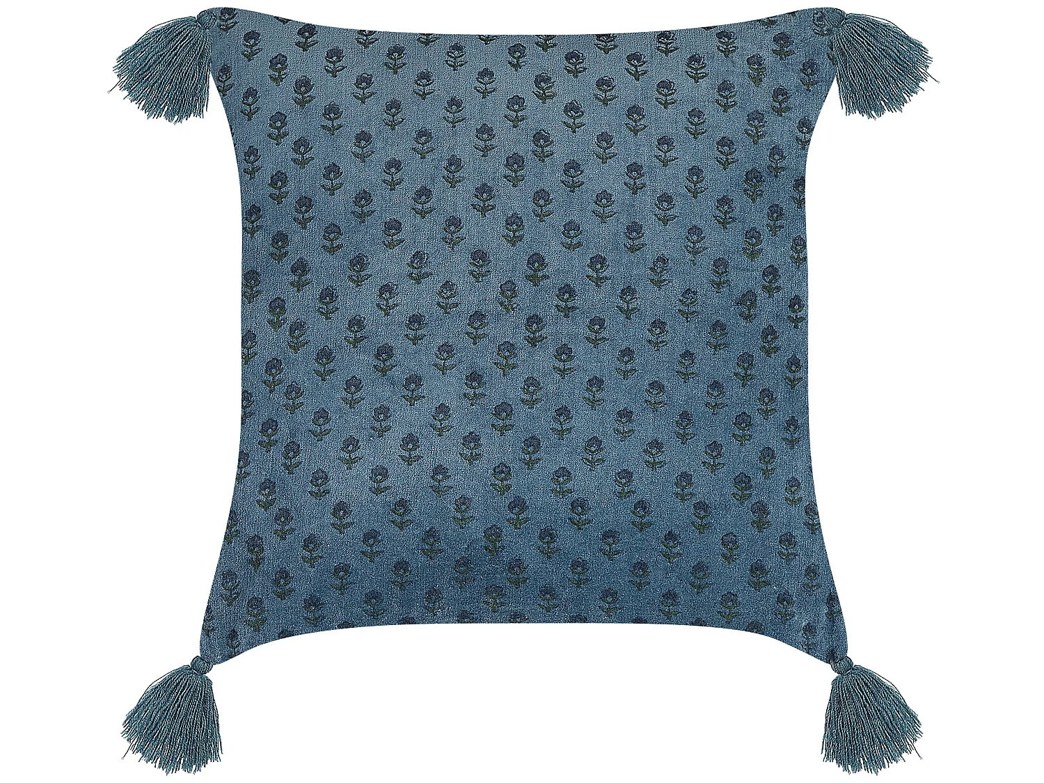 Coussin RIBES Velours 45 x 45 cm Bleu foncé Motif floral