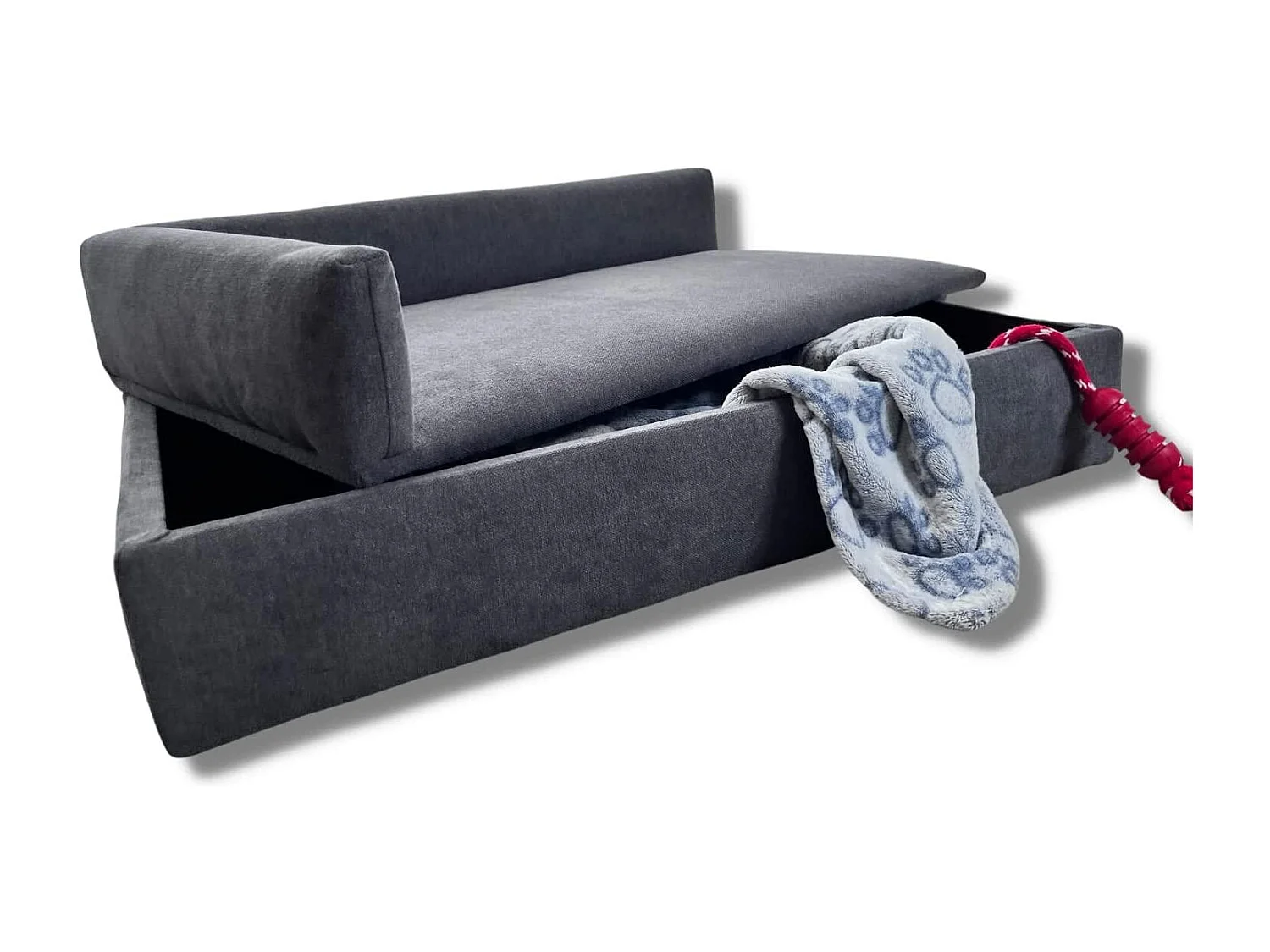 Sofa bed met canapé, Duke Model, 71x42x24 cm, Voor huisdieren, honden of katten, Grijs, Comfortabele ondersteuning
