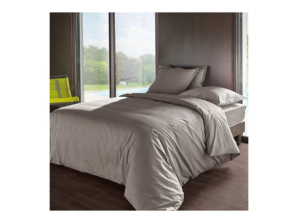 Housse de couette Cendre en percale de coton 80 fils 200x200 cm