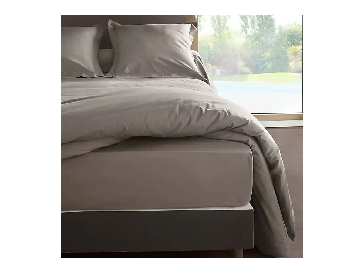 Housse de couette Cendre en percale de coton 80 fils 200x200 cm