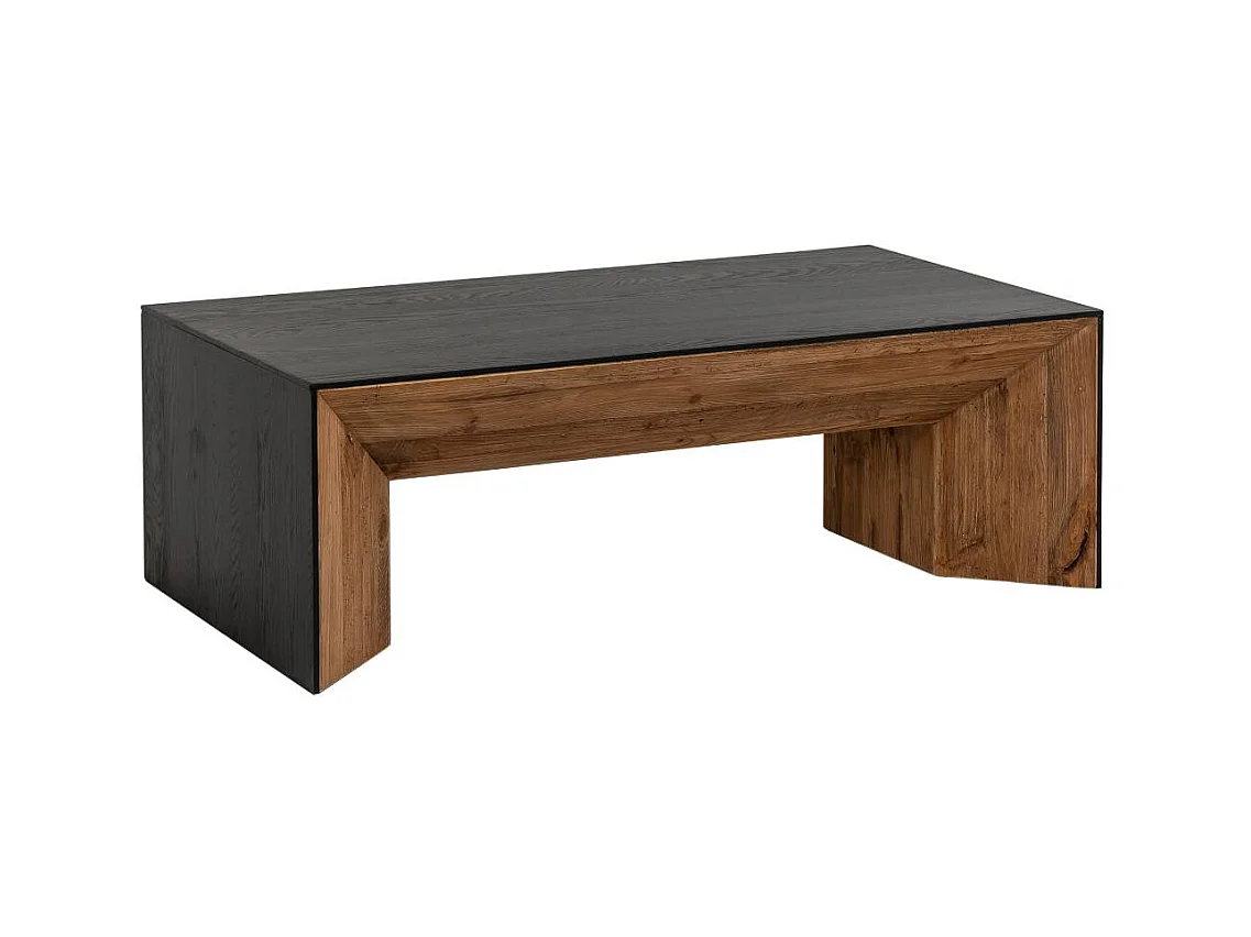 Mesa de centro rectangular de pino reciclado con almacenamiento Constance - Made in Meubles