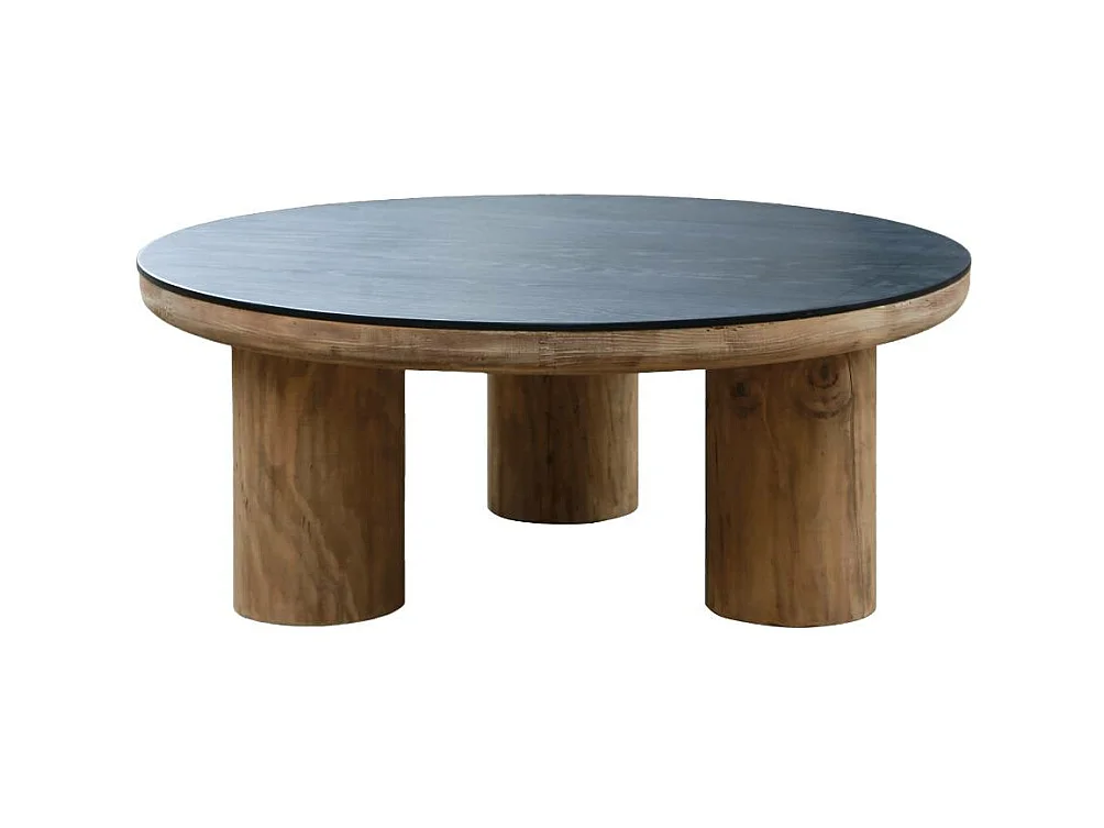 Table basse ronde en pin recyclé Constance